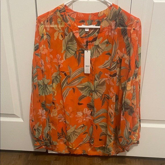 Chico's Tops - Chico's Orange and Green Floral Blouse